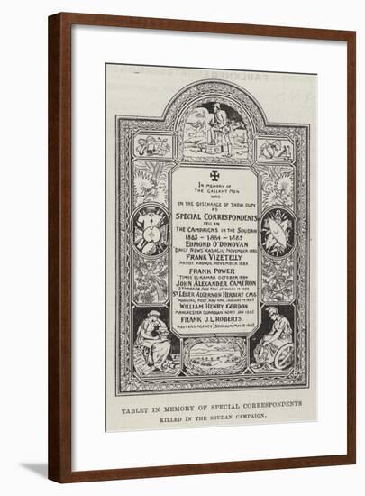 Tablet in Memory of Special Correspondents Killed in the Soudan Campaign-null-Framed Giclee Print