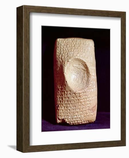 Tablet with Cuneiform Inscription and the Seal of King Mursil II (1339-1306 BC) (Clay)-null-Framed Giclee Print