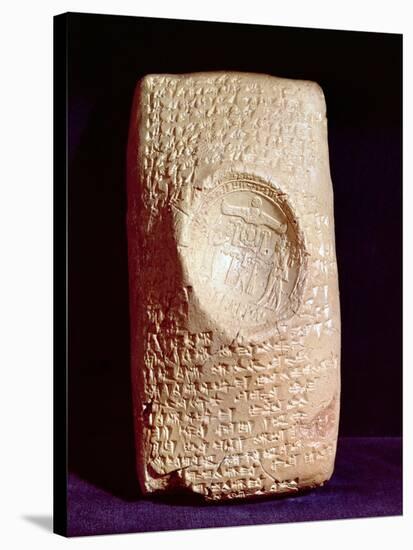 Tablet with Cuneiform Inscription and the Seal of King Mursil II (1339-1306 BC) (Clay)-null-Stretched Canvas