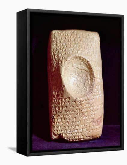 Tablet with Cuneiform Inscription and the Seal of King Mursil II (1339-1306 BC) (Clay)-null-Framed Stretched Canvas