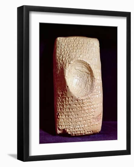 Tablet with Cuneiform Inscription and the Seal of King Mursil II (1339-1306 BC) (Clay)-null-Framed Giclee Print