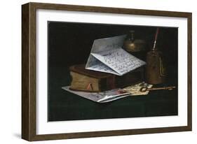 Tabletop Still Life, a Letter from New York-John Frederick Peto-Framed Giclee Print