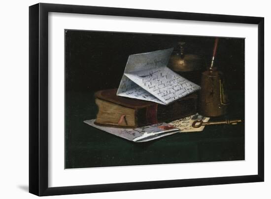 Tabletop Still Life, a Letter from New York-John Frederick Peto-Framed Giclee Print
