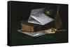 Tabletop Still Life, a Letter from New York-John Frederick Peto-Framed Stretched Canvas