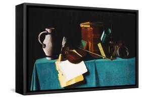 Tabletop with Violin-John Frederick Peto-Framed Stretched Canvas