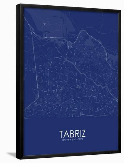 Tabriz, Iran, Islamic Republic of Blue Map-null-Framed Poster