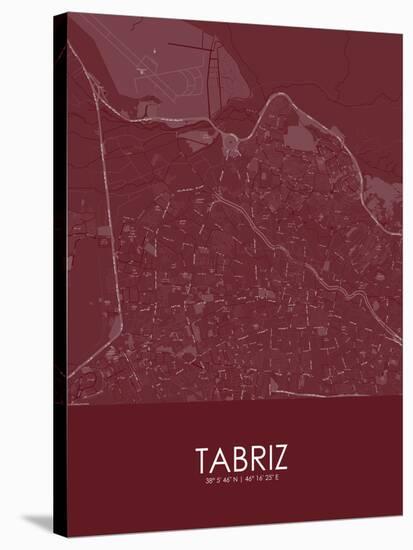 Tabriz, Iran, Islamic Republic of Red Map-null-Stretched Canvas
