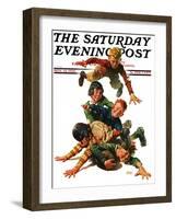 "Tackle," Saturday Evening Post Cover, November 13, 1926-Frederic Stanley-Framed Giclee Print