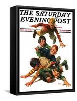 "Tackle," Saturday Evening Post Cover, November 13, 1926-Frederic Stanley-Framed Stretched Canvas