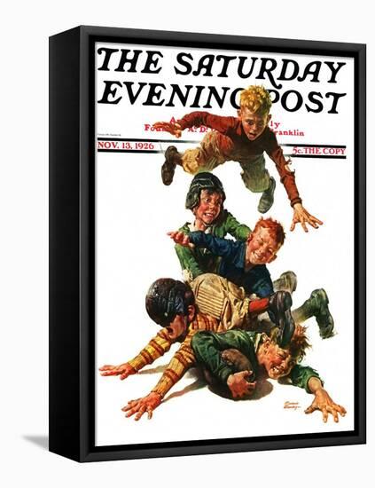 "Tackle," Saturday Evening Post Cover, November 13, 1926-Frederic Stanley-Framed Stretched Canvas