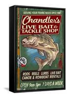 Tackle Shop - Vintage Sign-Lantern Press-Framed Stretched Canvas