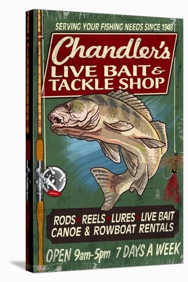 Tackle Shop - Vintage Sign-Lantern Press-Stretched Canvas