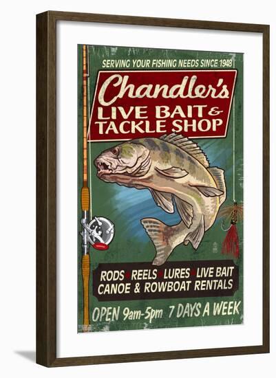 Tackle Shop - Vintage Sign-Lantern Press-Framed Art Print