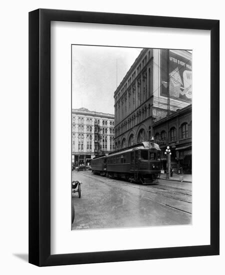 Tacoma Electric Interurban at Station, 1924-Asahel Curtis-Framed Premium Giclee Print