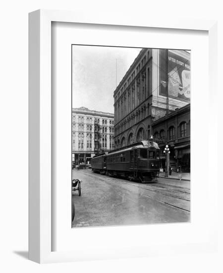 Tacoma Electric Interurban at Station, 1924-Asahel Curtis-Framed Premium Giclee Print