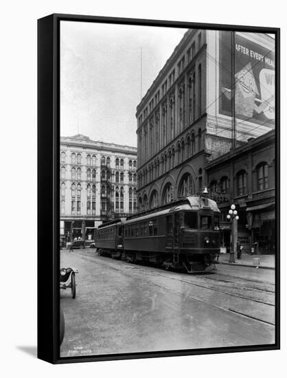 Tacoma Electric Interurban at Station, 1924-Asahel Curtis-Framed Stretched Canvas
