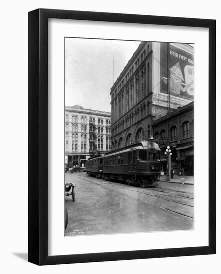 Tacoma Electric Interurban at Station, 1924-Asahel Curtis-Framed Giclee Print