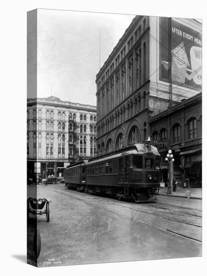 Tacoma Electric Interurban at Station, 1924-Asahel Curtis-Stretched Canvas