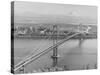 Tacoma Narrows Bridge from Gig Harbor Towards Tacoma, WA (ca. 1950)-null-Stretched Canvas