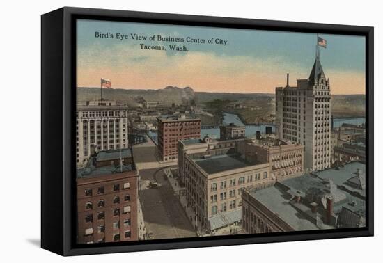 Tacoma, WA - Bird's Eye View of Downtown-Lantern Press-Framed Stretched Canvas