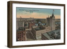 Tacoma, WA - Bird's Eye View of Downtown-Lantern Press-Framed Art Print