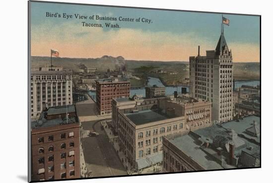 Tacoma, WA - Bird's Eye View of Downtown-Lantern Press-Mounted Art Print