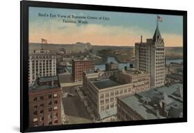 Tacoma, WA - Bird's Eye View of Downtown-Lantern Press-Framed Art Print