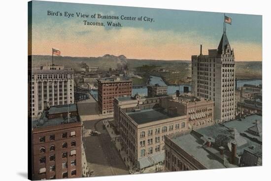 Tacoma, WA - Bird's Eye View of Downtown-Lantern Press-Stretched Canvas