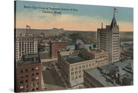 Tacoma, WA - Bird's Eye View of Downtown-Lantern Press-Stretched Canvas