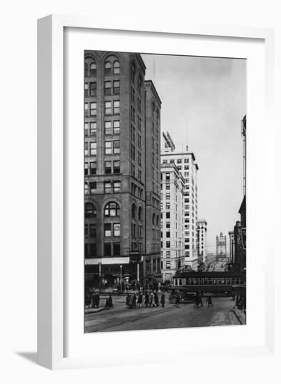 Tacoma, WA - Downtown Main Streets View Photograph-Lantern Press-Framed Art Print