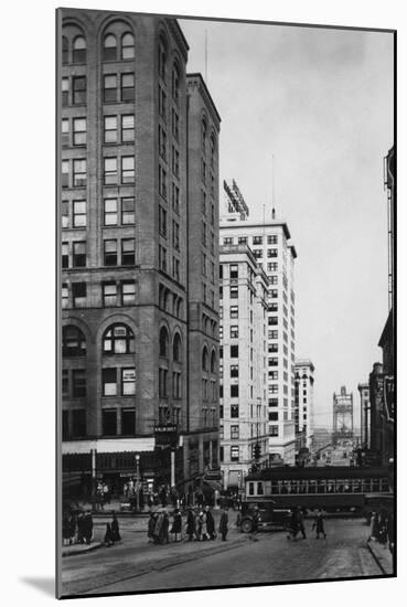 Tacoma, WA - Downtown Main Streets View Photograph-Lantern Press-Mounted Art Print