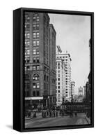 Tacoma, WA - Downtown Main Streets View Photograph-Lantern Press-Framed Stretched Canvas