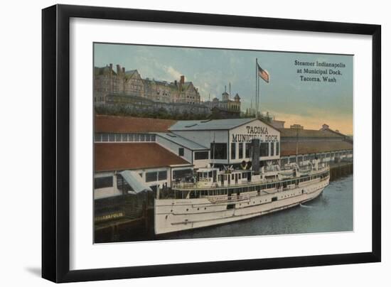 Tacoma, WA - View of Municipal Dock with Steamer-Lantern Press-Framed Art Print