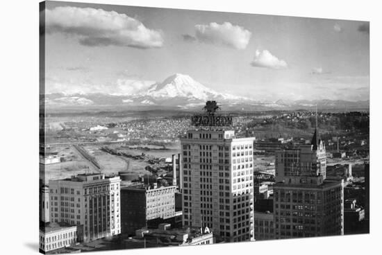 Tacoma, WA View of Rainier from Medical Arts Building Photograph - Tacoma, WA-Lantern Press-Stretched Canvas