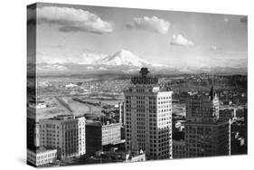 Tacoma, WA View of Rainier from Medical Arts Building Photograph - Tacoma, WA-Lantern Press-Stretched Canvas