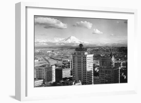 Tacoma, WA View of Rainier from Medical Arts Building Photograph - Tacoma, WA-Lantern Press-Framed Art Print