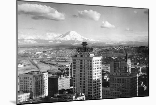 Tacoma, WA View of Rainier from Medical Arts Building Photograph - Tacoma, WA-Lantern Press-Mounted Art Print