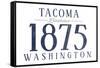 Tacoma, Washington - Established Date (Blue)-Lantern Press-Framed Stretched Canvas