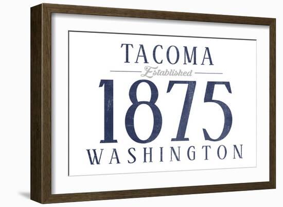 Tacoma, Washington - Established Date (Blue)-Lantern Press-Framed Art Print