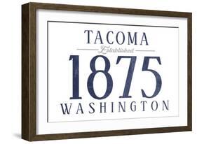 Tacoma, Washington - Established Date (Blue)-Lantern Press-Framed Art Print