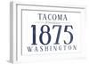 Tacoma, Washington - Established Date (Blue)-Lantern Press-Framed Art Print