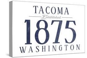 Tacoma, Washington - Established Date (Blue)-Lantern Press-Stretched Canvas