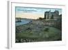 Tacoma, Washington, Exterior View of High School and Stadium, Flag Formation-Lantern Press-Framed Art Print