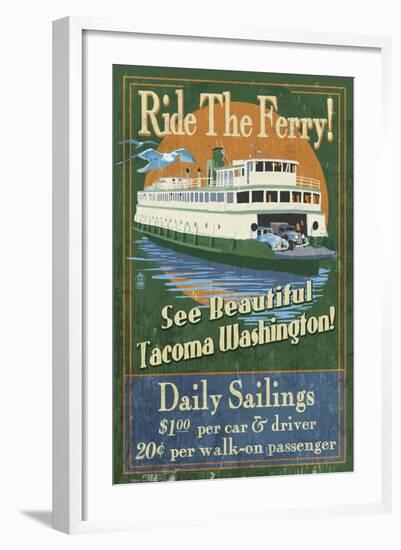 Tacoma, Washington - Ferry Ride Vintage Sign-Lantern Press-Framed Art Print