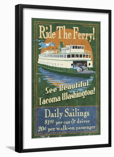 Tacoma, Washington - Ferry Ride Vintage Sign-Lantern Press-Framed Art Print