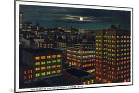 Tacoma, Washington, Heart of the City View at Night-Lantern Press-Mounted Art Print