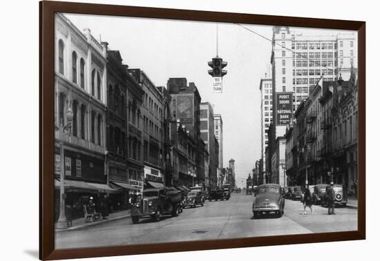 Tacoma, Washington - Northern View from Pacific Avenue-Lantern Press-Framed Art Print