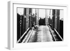 Tacoma, Washington - November 7, 1940 - Tacoma Narrows Bridge - Car on Bridge-Lantern Press-Framed Art Print