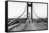 Tacoma, Washington - November 7, 1940 - Tacoma Narrows Bridge - Man on Bridge-Lantern Press-Framed Stretched Canvas