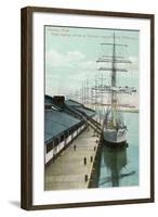 Tacoma, Washington, View of Docked Ships Loading with Wheat-Lantern Press-Framed Art Print